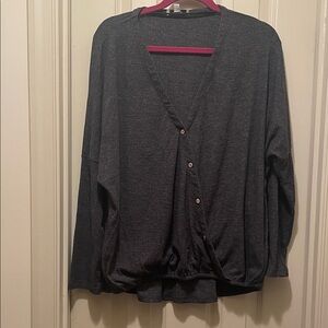 Charcoal Long Sleeve Top w/button details